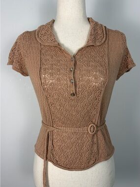 Anthropologie Moth Knit Short Sleeve Sweater